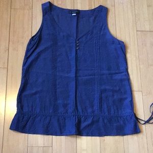 Silk blend sleeveless tank top blouse slate blue